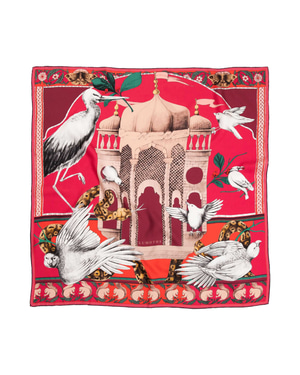 Miniature Palace / Birds & Mansion Galibarda Silk Twill 90 cm Scarf