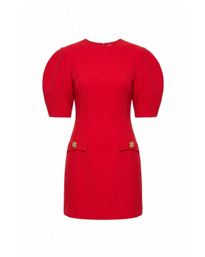 Naya Puff-Sleeve Mini Dress Red