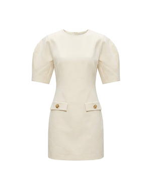 Naya Puff-Sleeve Mini Dress White