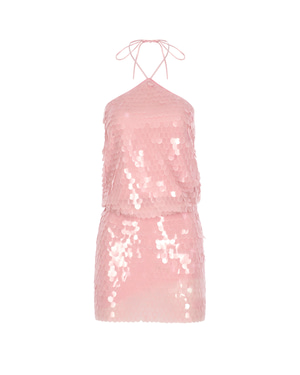 Nerida Powder Pink Sequined Mini Dress