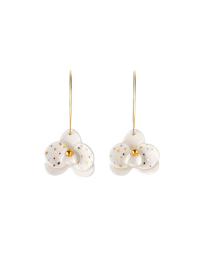 Orchid Hoop Earrings - White