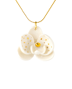 Orchid Mini Porcelain Necklace - White