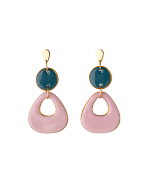 Pebble Duo Earrings - Teal & Pink