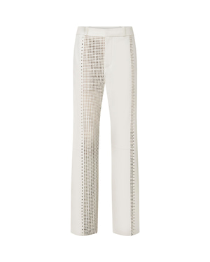 Perforated Leather Straight-Fit Trousers