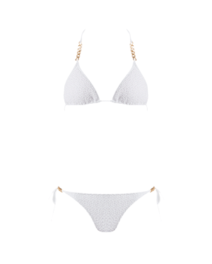 Rachel White Mesh Bikini With Gold Chain Straps