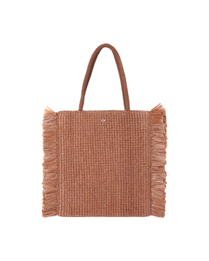 Raffia Leather Detailed Shoulder Bag