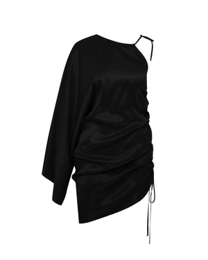Rocha Asymmetric Mini Satin Dress Black