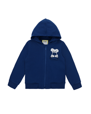 Ses Çıkaran Lacivert Fermuarlı Kapüşonlu Sweatshirt