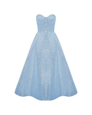 Shiny Blue Midi Dress