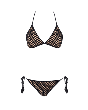 Sofia Black Bikini Mesh Embellished With Black Drop Details