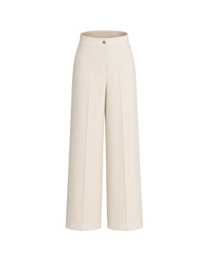 Sora Cotton Wide-Leg Utility Trousers Ivory