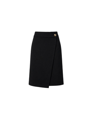 Vina Viscose Wrap Midi Skirt Black 