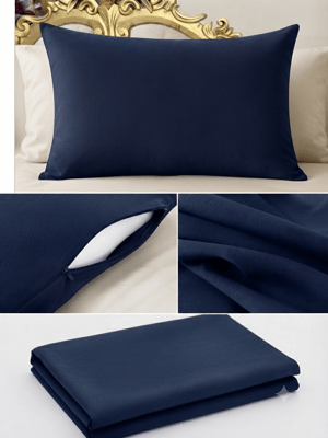 Midnight Navy İpek Dokulu Yastık Kılıfı 50x70 cm | Antistatik & Nefes Alabilen Premium Kumaş