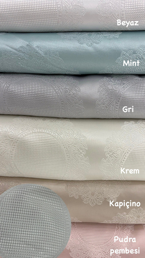 Etamin Boşluklu Masa Örtüsü Kumaşı Coco Desen Beyaz