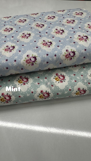 Çerçeve İçi Gül Desen Poplin D89200 Mint