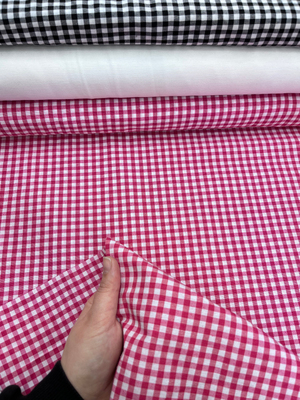 Mini Kareli Zefir Fuşya