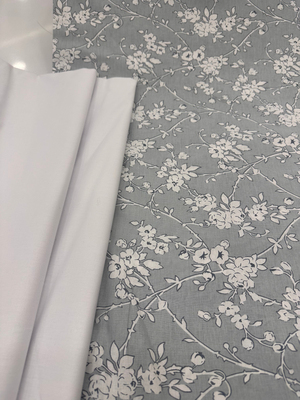Bahar Dalı Desen Akfil Kumaş D80700 Mentol Rengi Zemin Beyaz