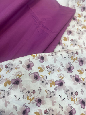 Çiçekya Desen Akfil Kumaş D80380 Eflatun