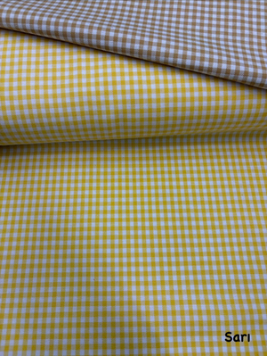 Mini Kareli Etuval Cotton Keten Sarı