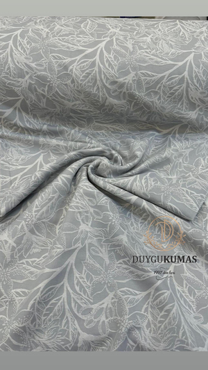 Etuval Floral Desen Hermes Pamuk Saten Gri
