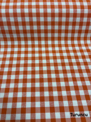 Orta Boy Kareli Etuval Cotton Keten Turuncu