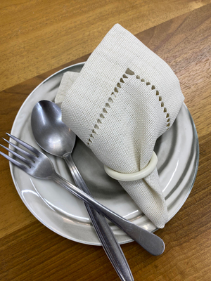 Ajur Detaylı Linen Kumaş Peçete Krem