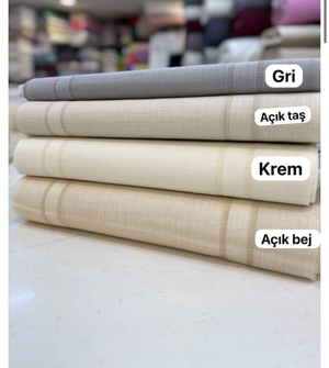 Linen Çift Sıra Ajur Detaylı Runner Kumaş 55 Cm Genişlikli Açık Bej