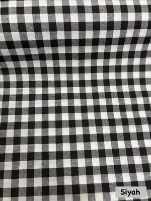 Orta Boy Kareli Etuval Cotton Keten Siyah