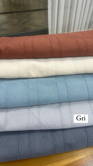 Etuval Melodi Seyrek Çizgili Pike Kumaş Gri