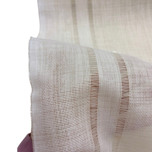 Linen Çift Sıra Ajur Detaylı Runner Kumaş 45 Cm Genişlikli Açık Bej