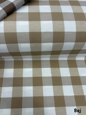 İri Kareli Etu Cotton Keten Bej