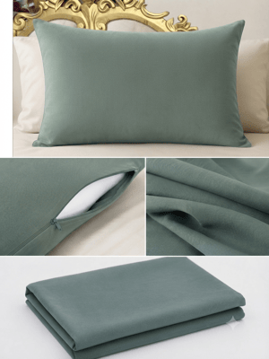 Sage Green İpek Dokulu Yastık Kılıfı 50x70 cm | Antistatik & Nefes Alabilen Premium Kumaş