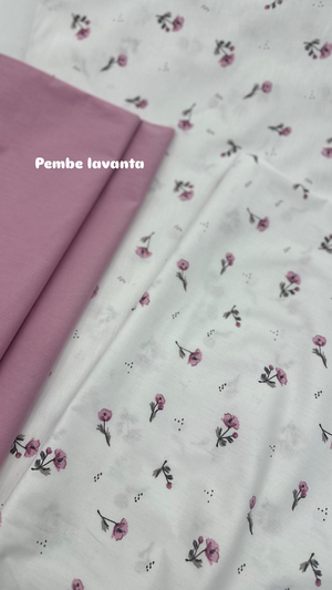 Mini Peony Çiçek Desenli Akfil Kumaş D89150 Eflatun