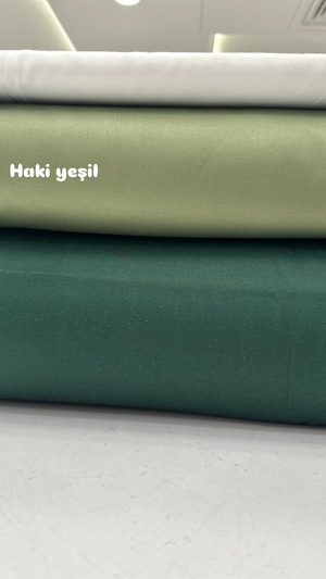 Mat Pamuk Saten Haki Yeşil