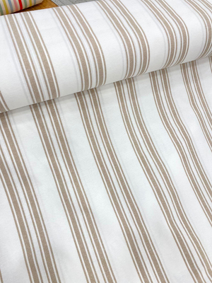 Boyuna Karma Çizgili Etu Cotton Kumaş Bej