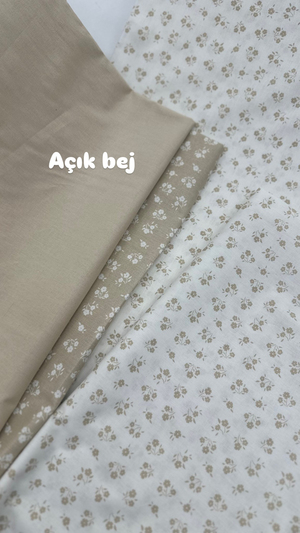Mini Flora Beyaz Zemin Çiçek Desenli Akfil Kumaş D89100 Bej