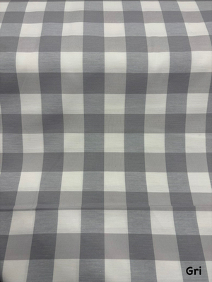 İri Kareli Etu Cotton Keten Gri
