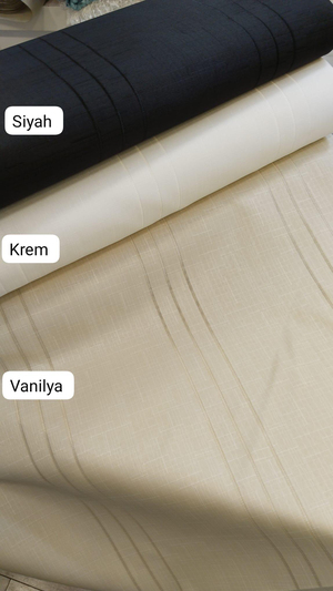 Linea Ajur Detaylı Keten Masa Örtüsü Kumaşı Vanilya