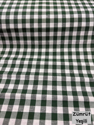 Orta Boy Kareli Etuval Cotton Keten Zümrüt Yeşili