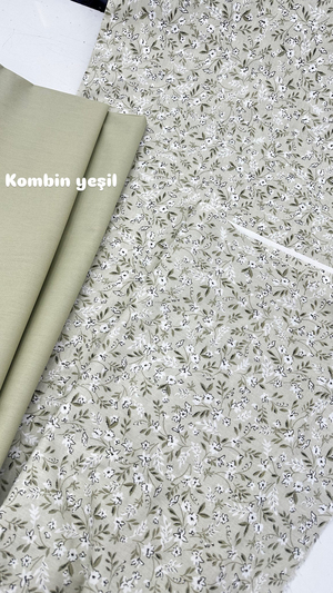 Ada Soft Çiçek Desenli Akfil Kumaş D88500 Zeytin