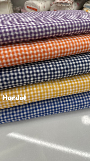 Mini Kareli Desen Poly Poplin Kumaş Hardal