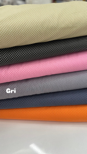 Mini Puanlı Poplin Kumaş Gri