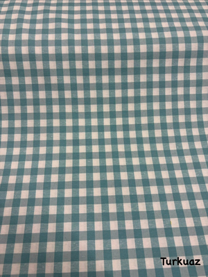 Orta Boy Kareli Etuval Cotton Keten Turkuaz