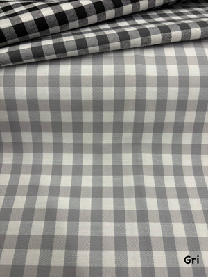 Orta Boy Kareli Etuval Cotton Keten Gri