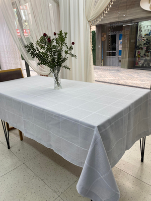 Zemin Belen Kareli Masa Örtüsü Gri