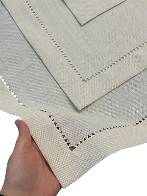 Ajur Detaylı Linen Kumaş Salon Set Krem