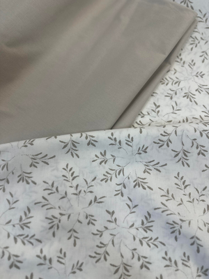 Yaprak Dalı Desen Akfil Kumaş D80390 Beyaz Zemin Taş