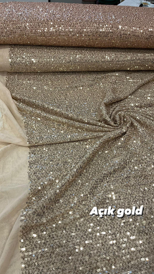 Açık Gold Zr Çizgi Pul Payet Kumaş