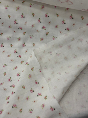 Rose Mist Mini Çiçek Desenli Çift Katlı Müslin Pamuk Kumaş