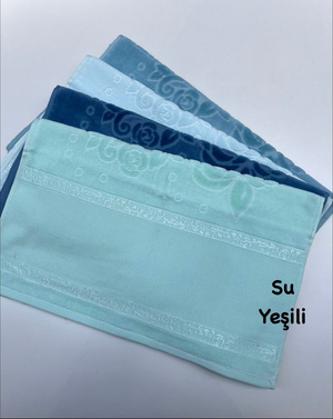 Etamin Boşluklu, Püskülsüz Kadife El Havlusu Su Yeşili